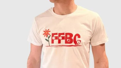 T-shirt blanc coton FFBC fleur rouge